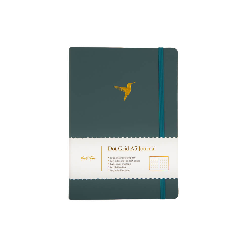 Yop & Tom A5 DOT GRID JOURNAL - HUMMINGBIRD - DEEP OCEAN