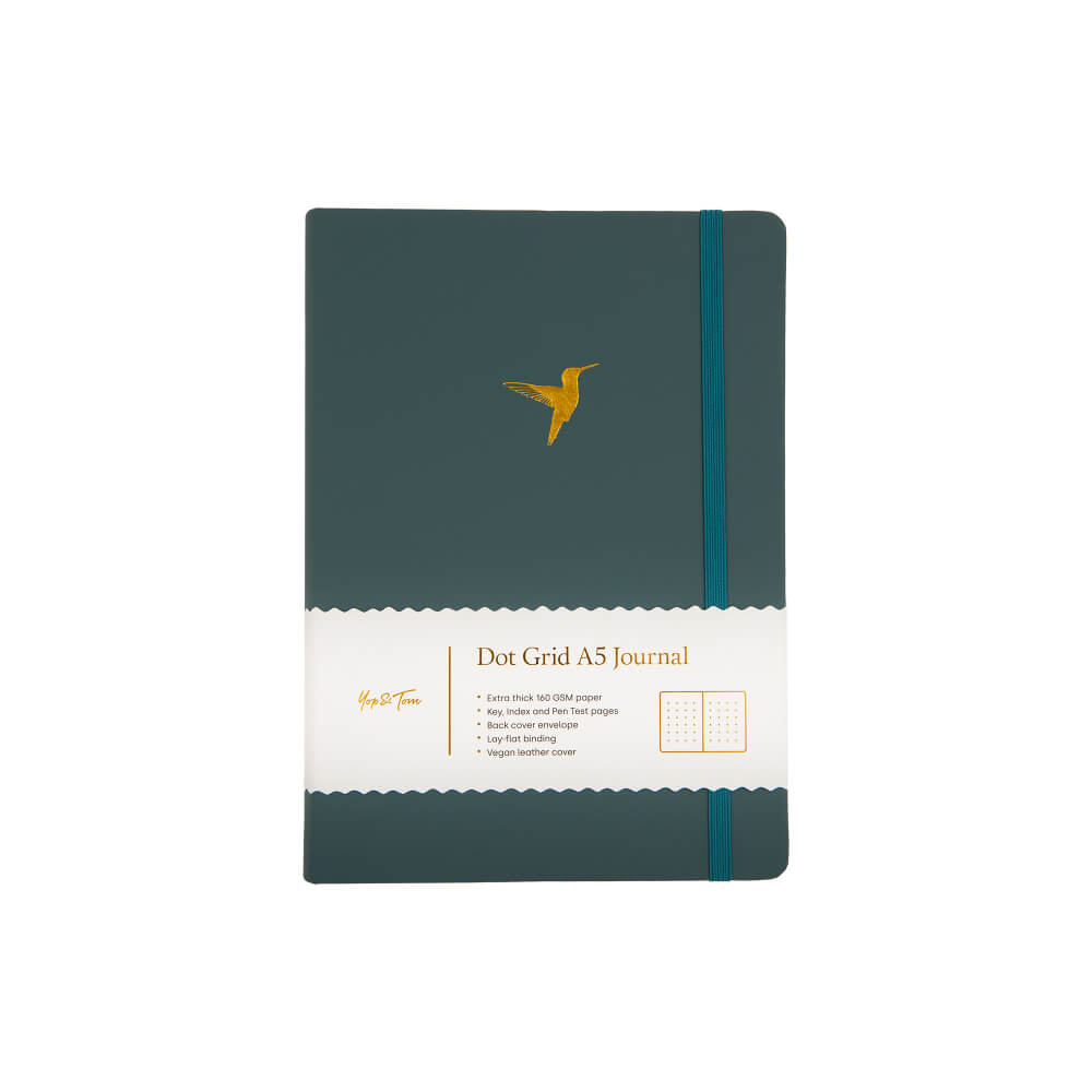 Yop & Tom A5 DOT GRID JOURNAL - HUMMINGBIRD - DEEP OCEAN