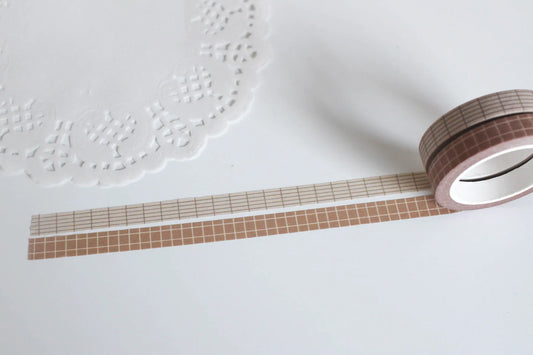 Parchment and Ash Mini Grid Washi Tape