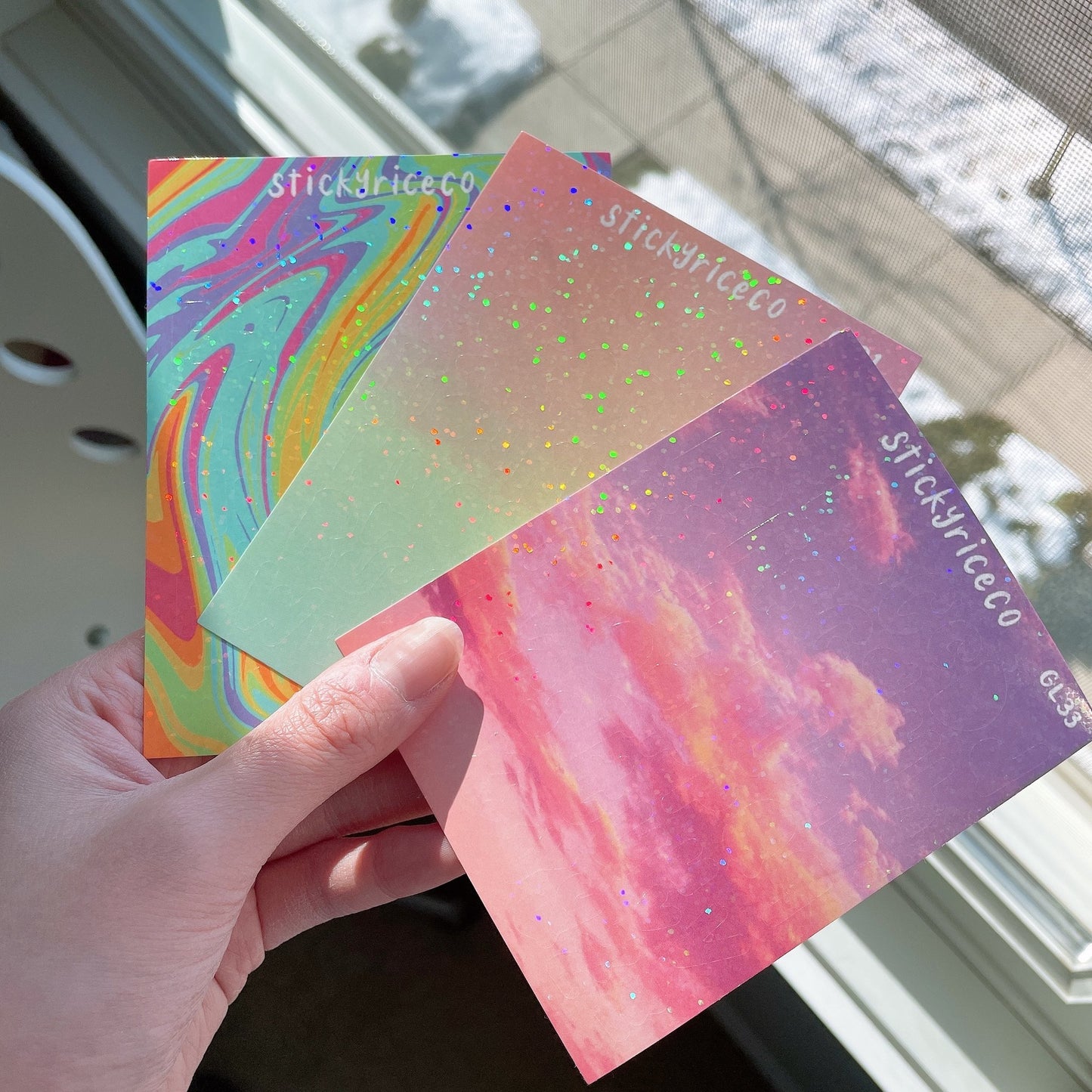 Aesthetic Designs Bubble Alphabet Holographic Glitter Vinyl Stickers