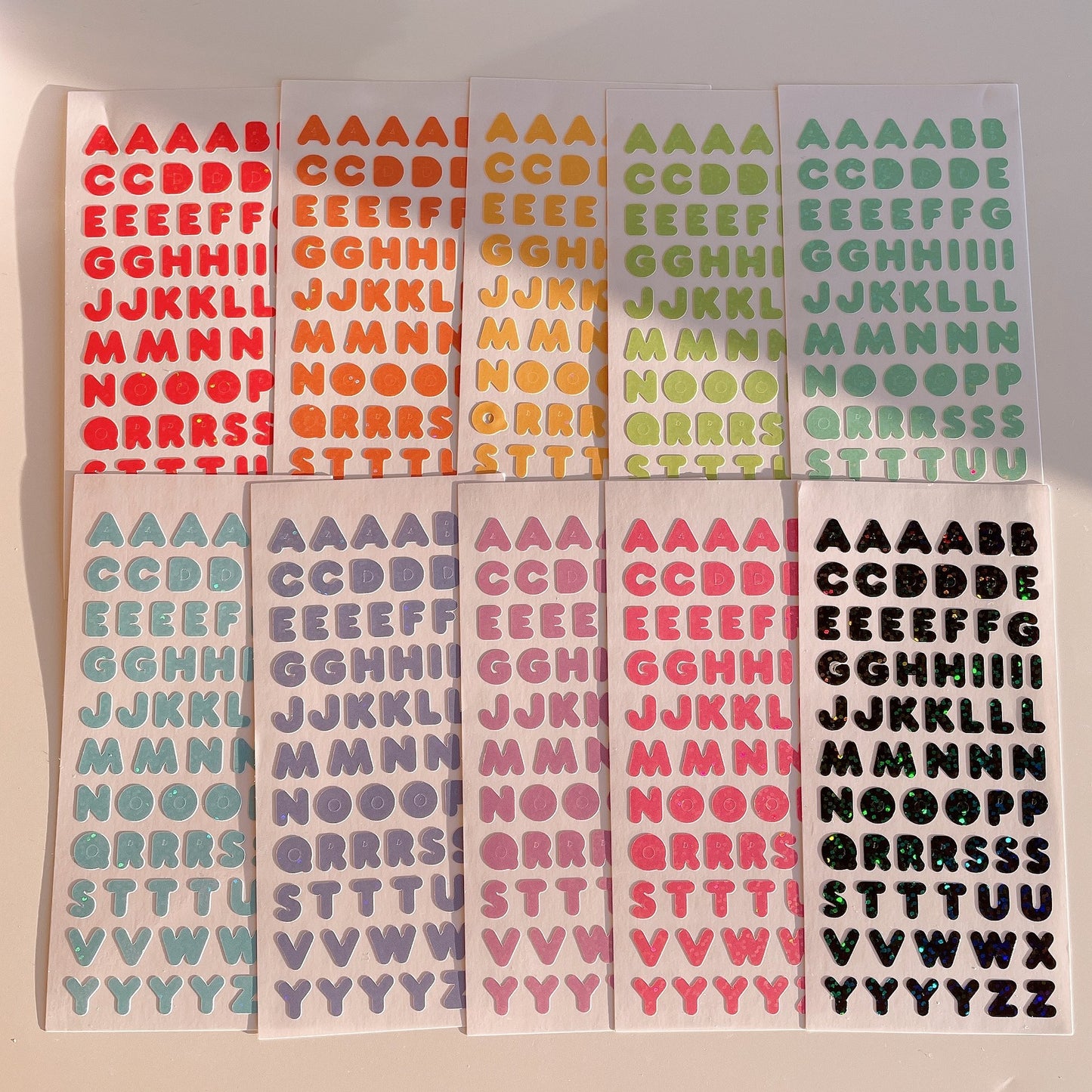Vivid Colors Alphabet Holographic Glitter Vinyl Stickers