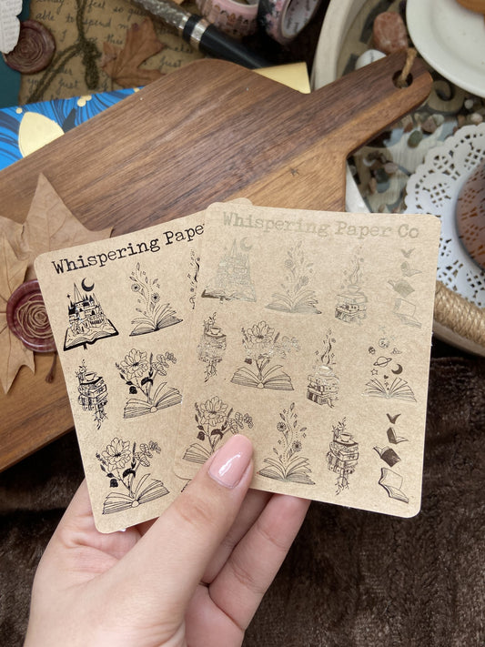 Books Kraft Stickers with Foil
