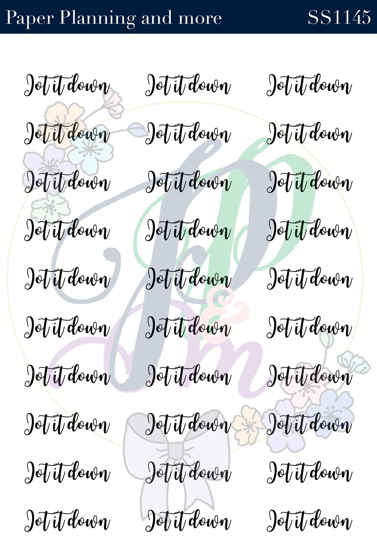 Jot It Down Handwritten Sticker Sheet