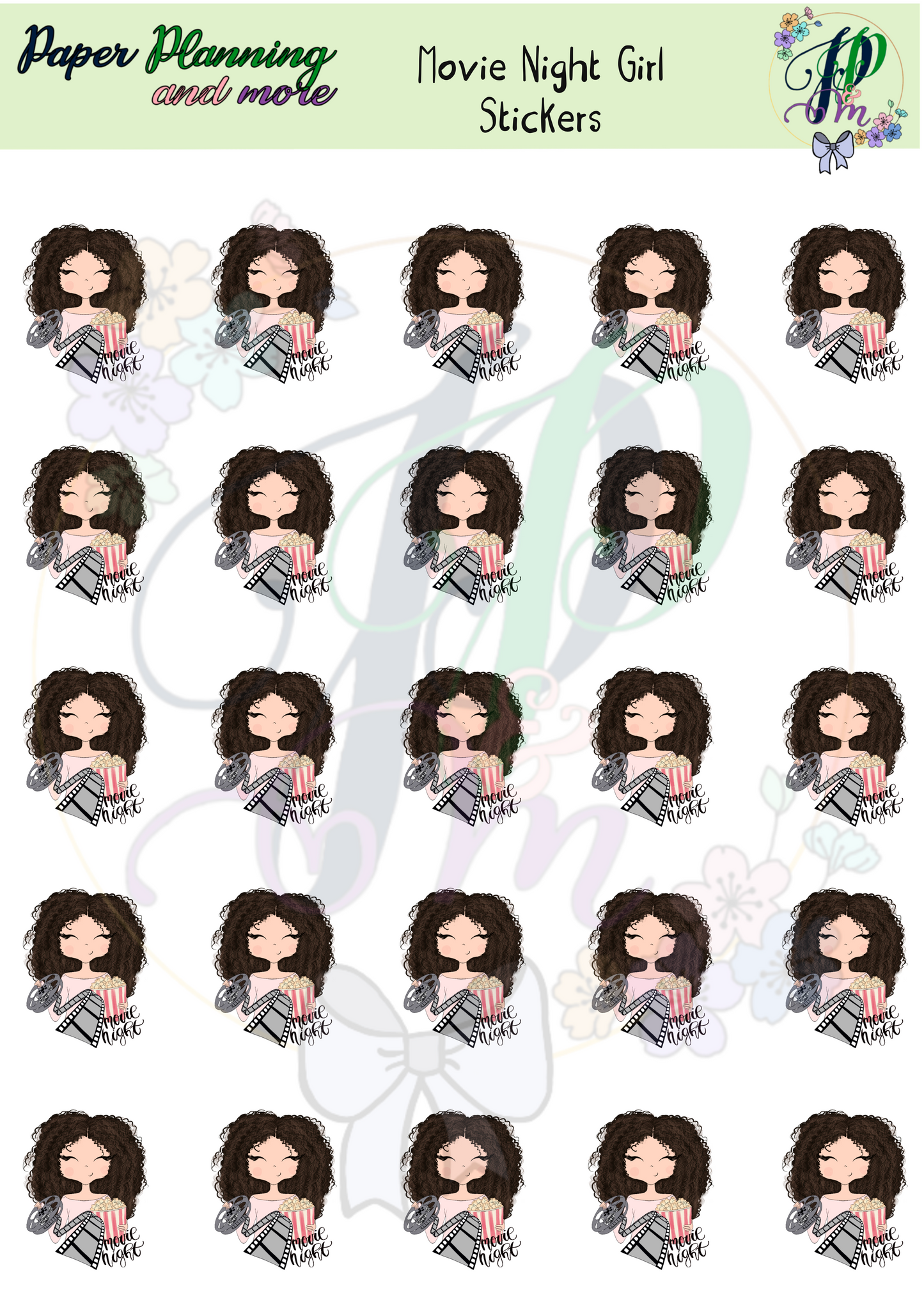 Movie Night Girl Sticker Sheet