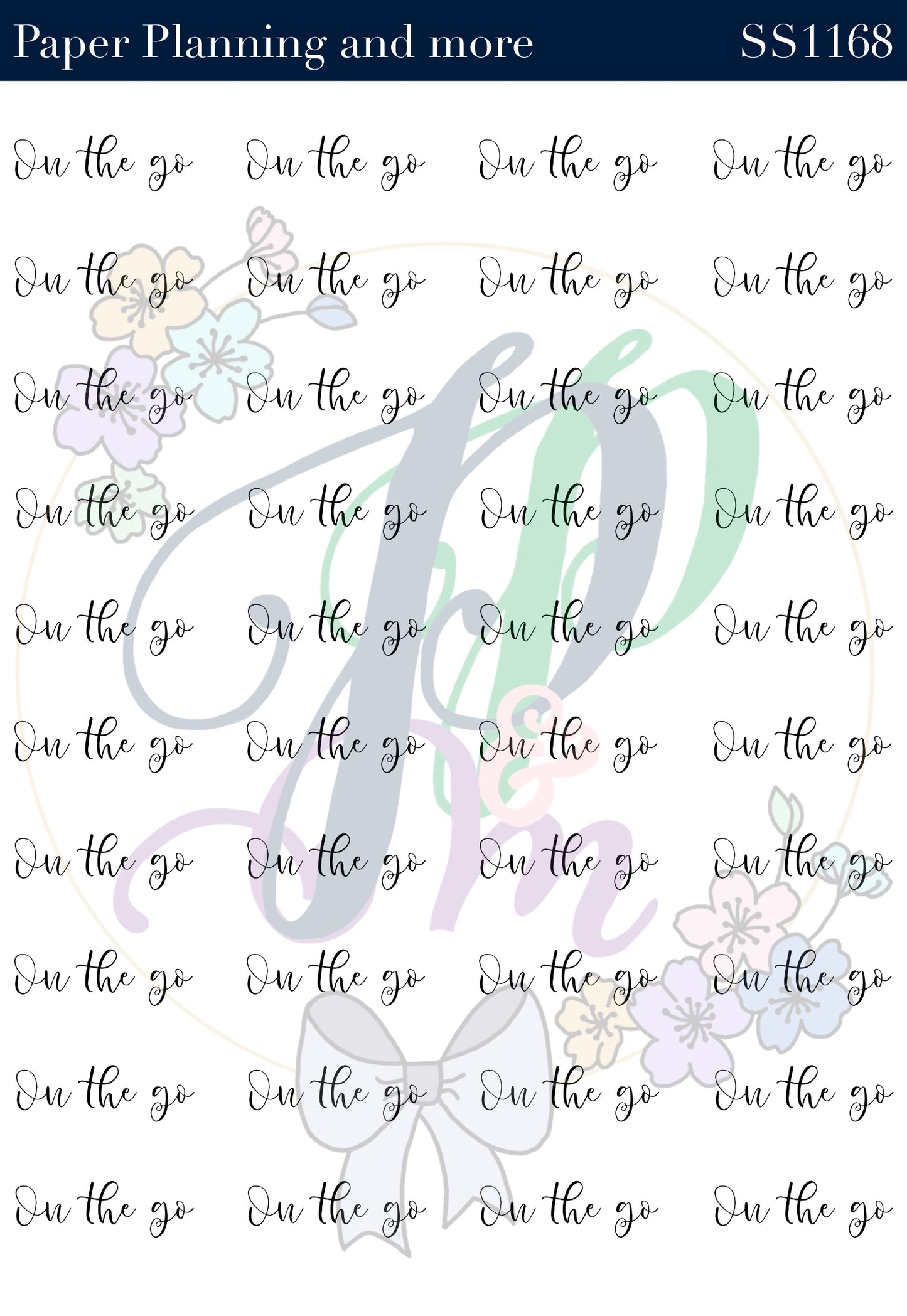 On The Go Handwritten Sticker Sheet
