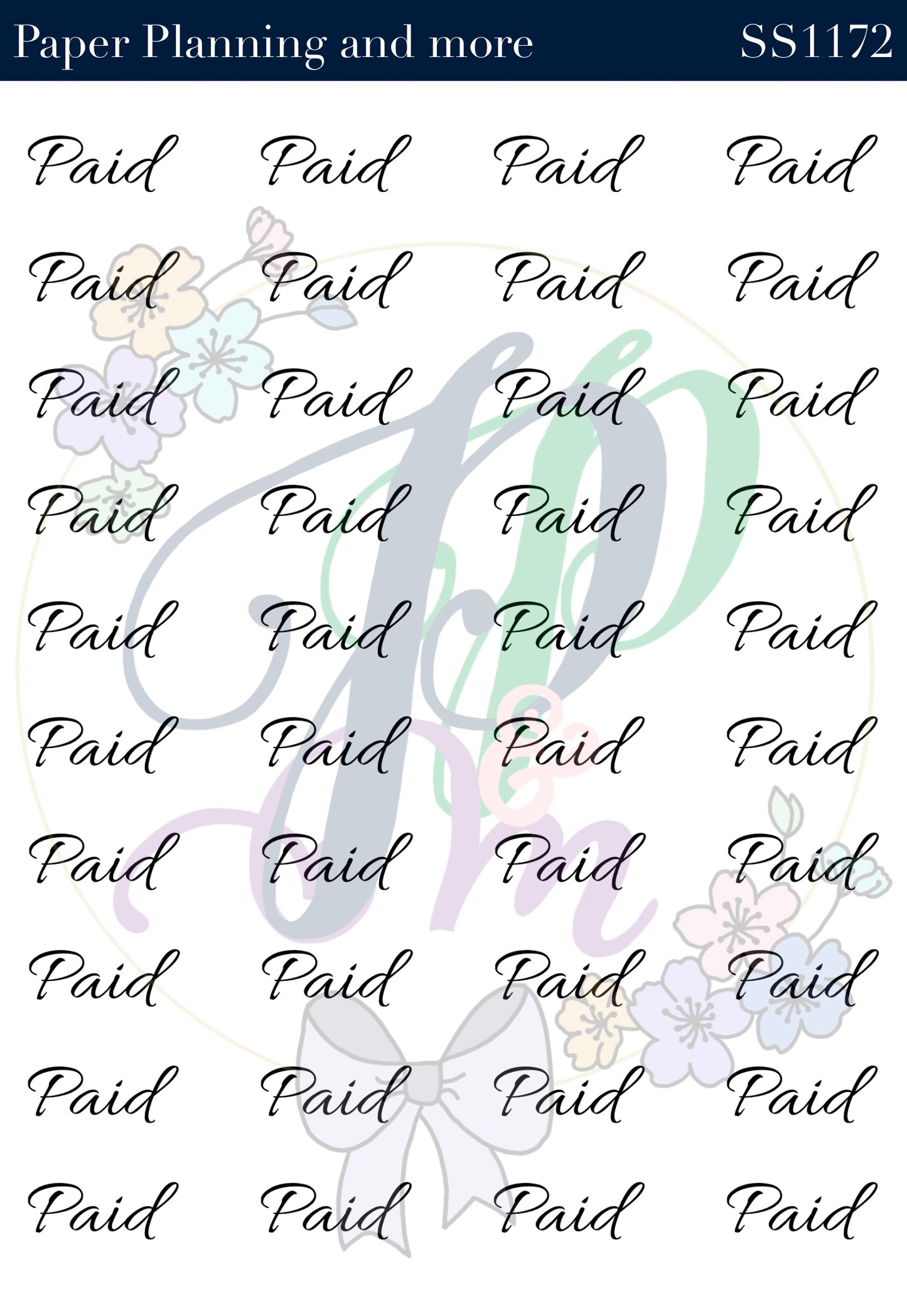 Paid Handwritten Sticker Sheet