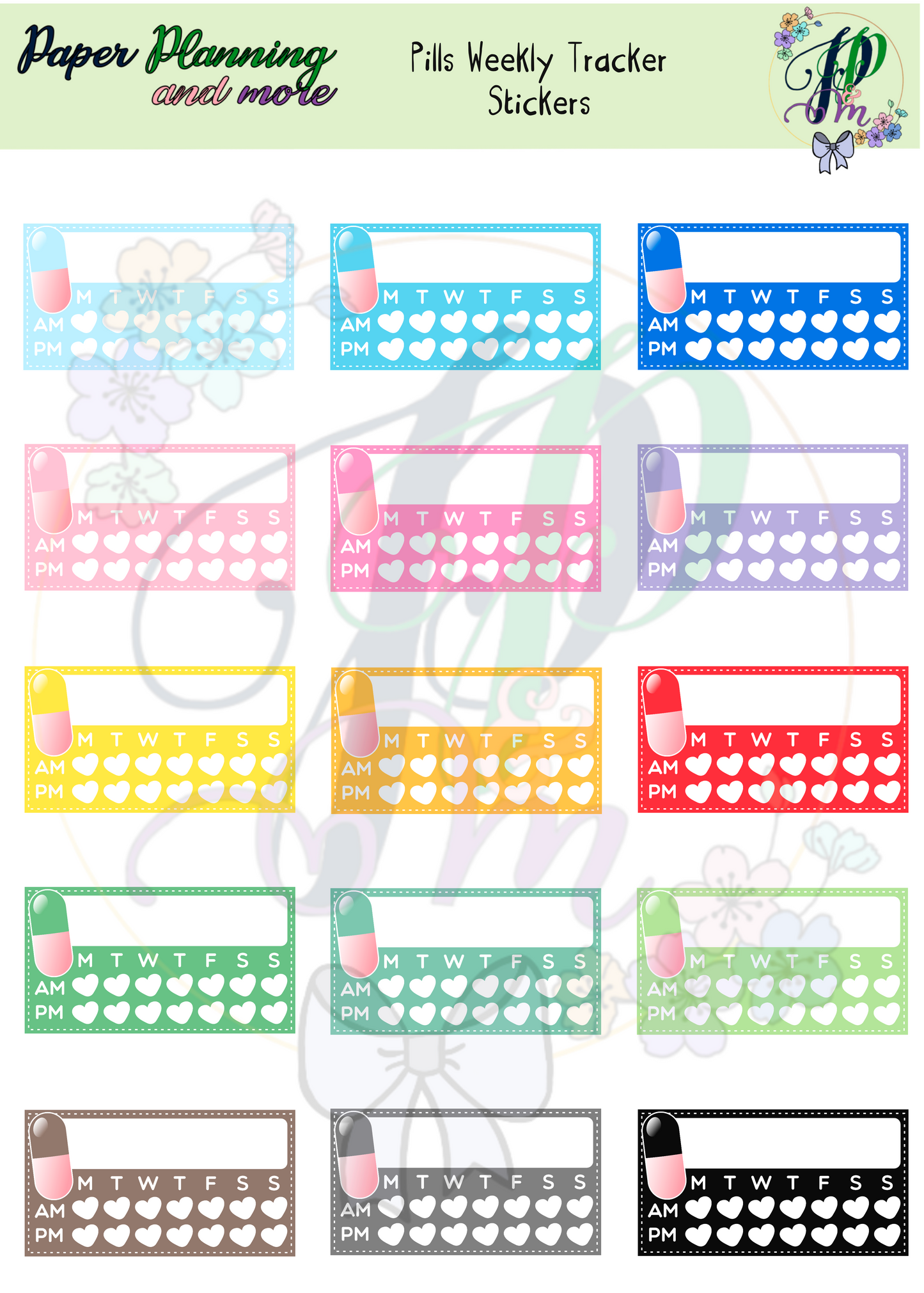 Pills Weekly Tracker Sticker Sheet