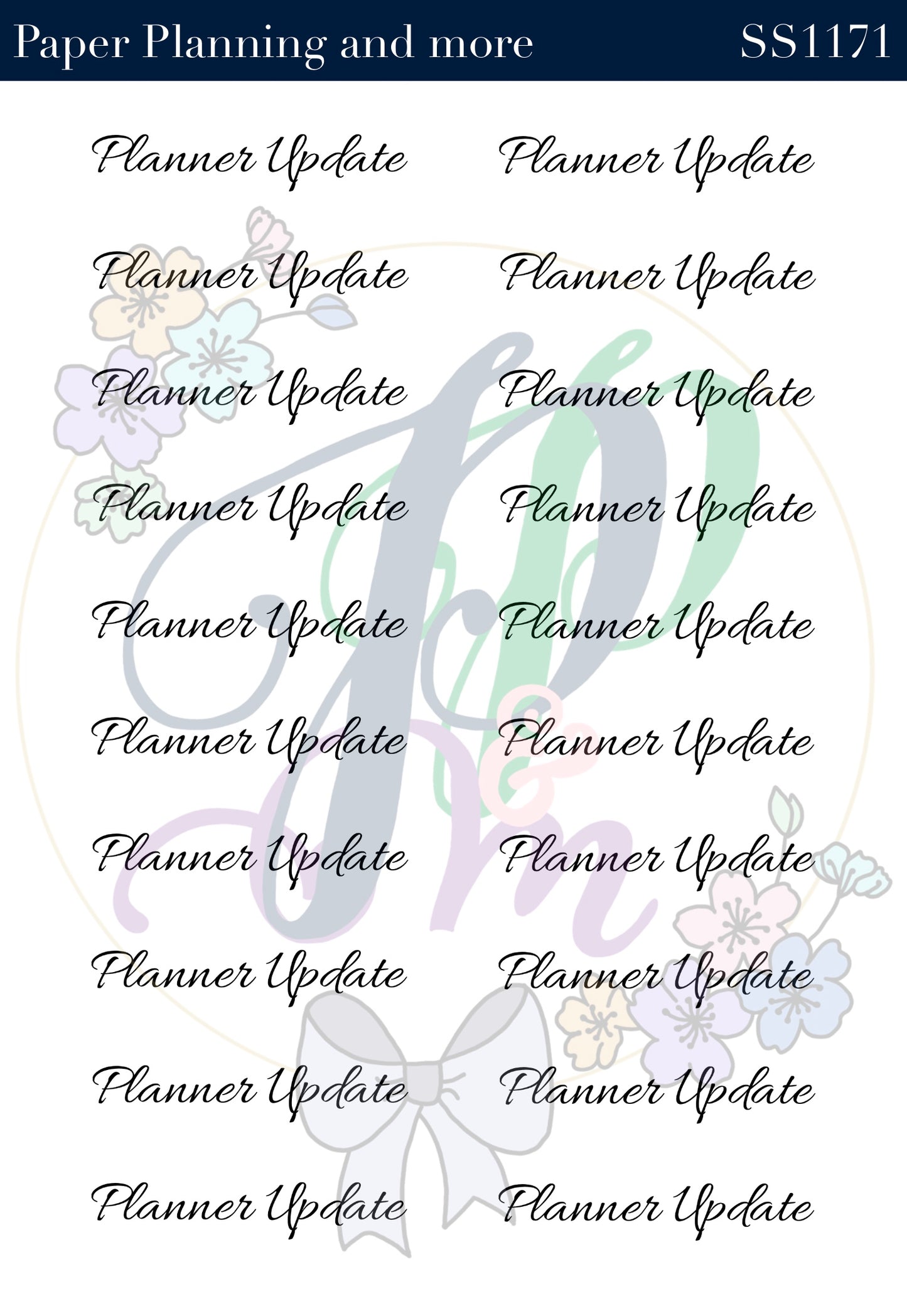 Planner Update Handwritten Sticker Sheet