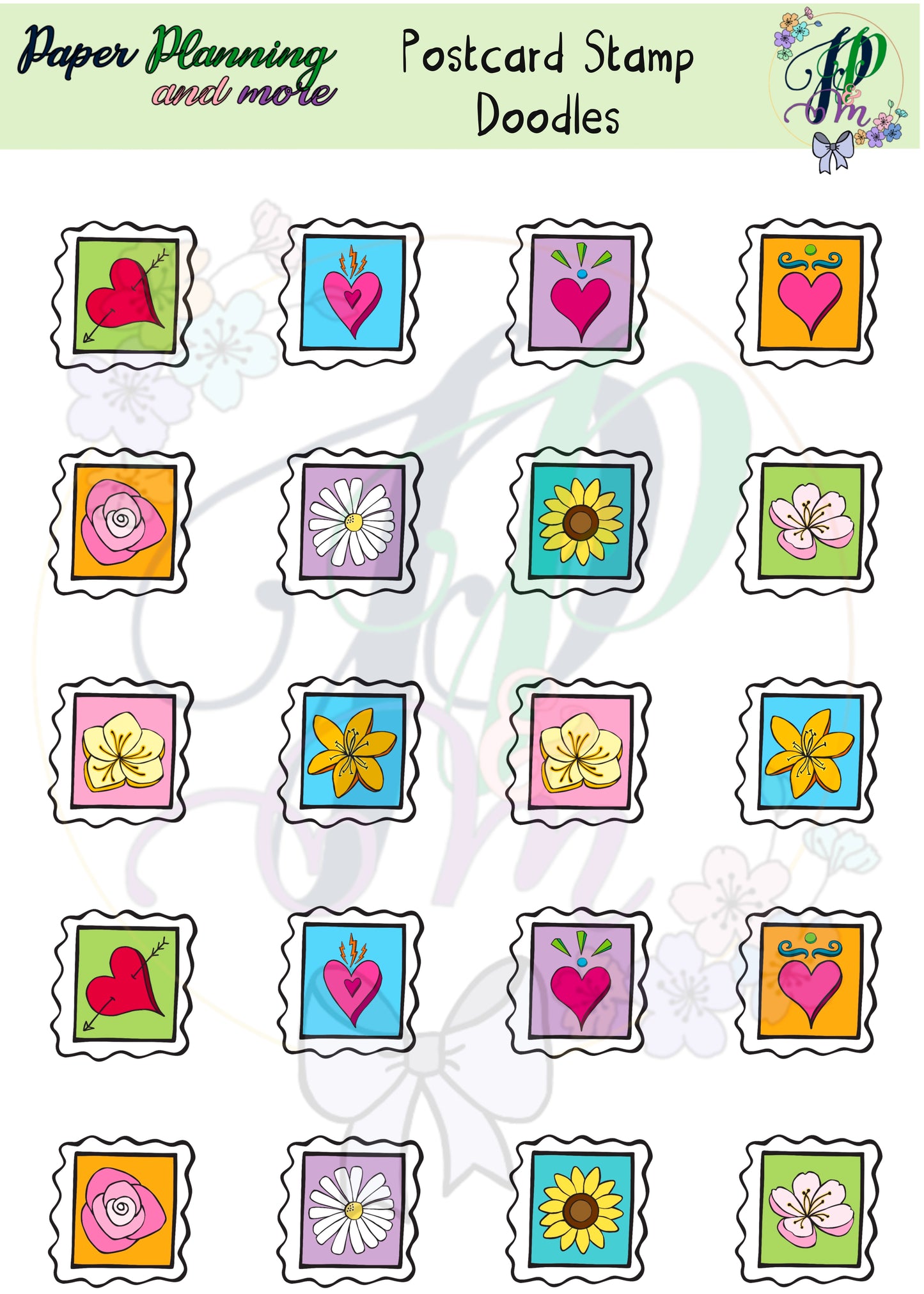 Postcard Stamps Sticker Sheet