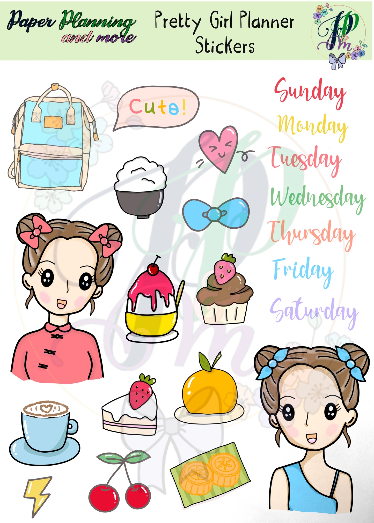 Pretty Girl Planner Sticker Sheet