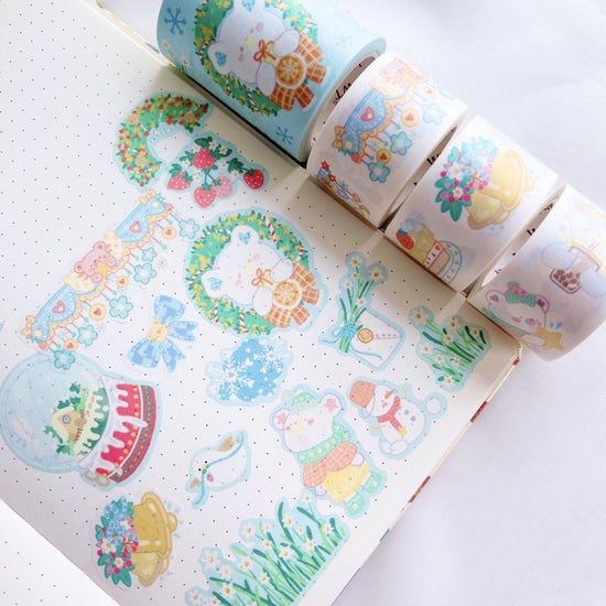 Bear Paradise Washi Tape Sticker Set