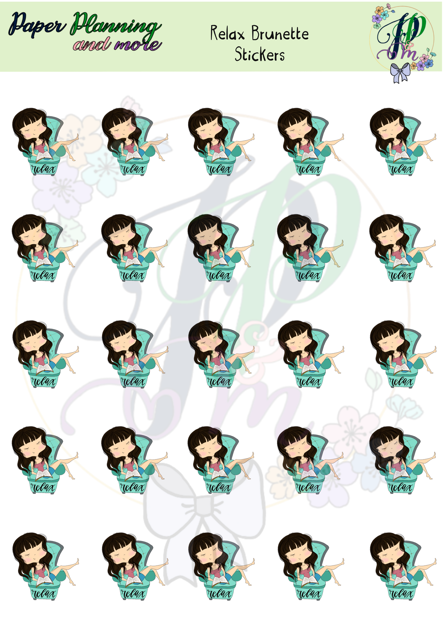 Relax Brunette Sticker Sheet