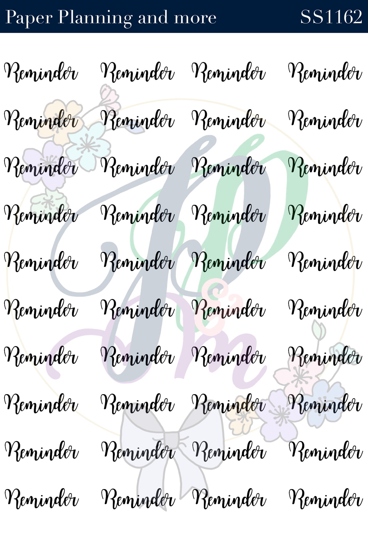 Reminder Handwritten Sticker Sheet