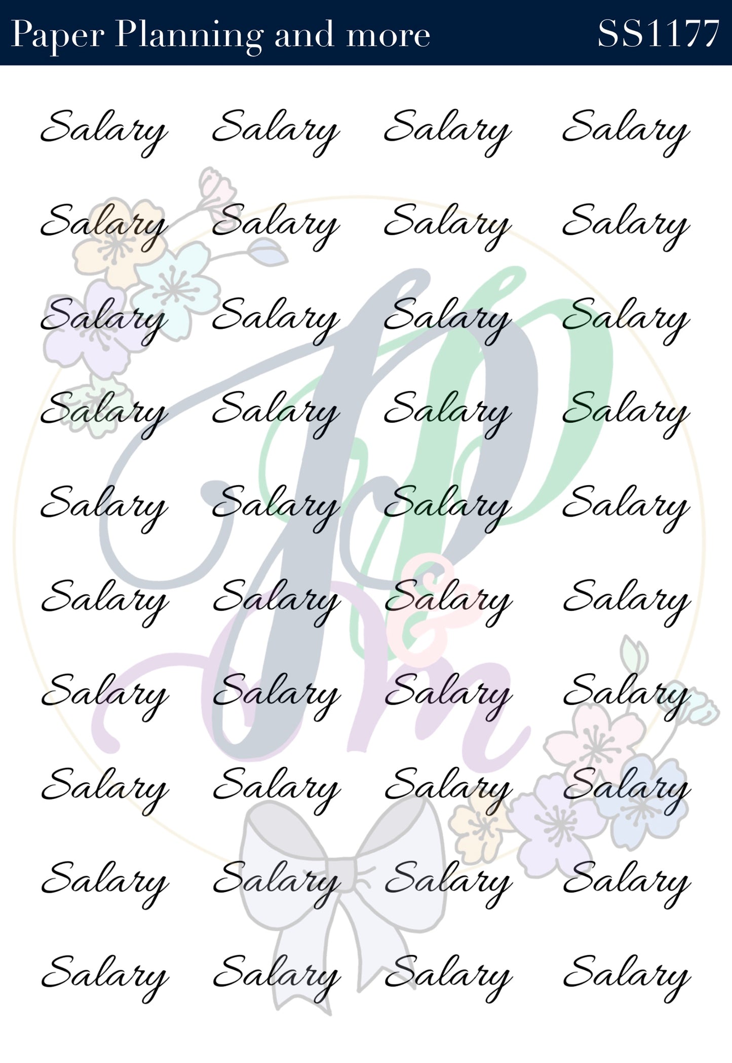 Salary Handwritten Sticker Sheet
