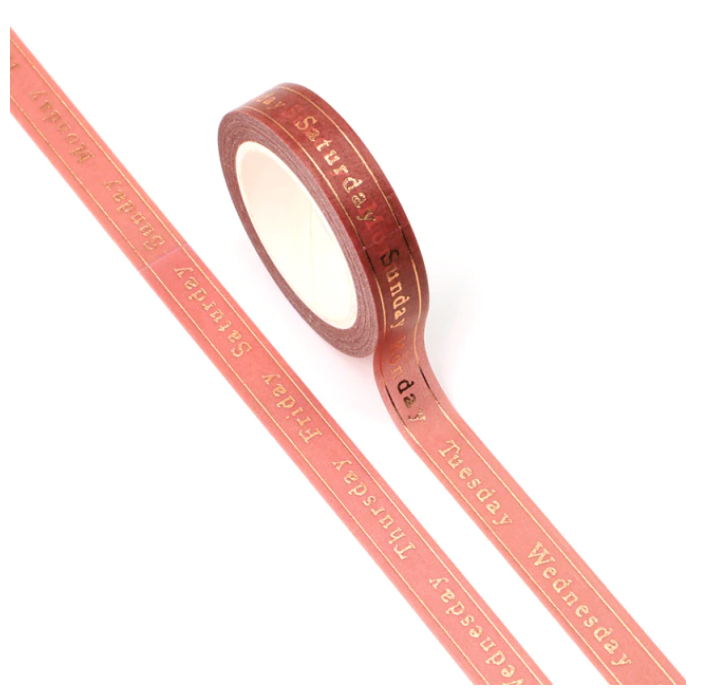Days of the Week Gold Foiled Washi Tape