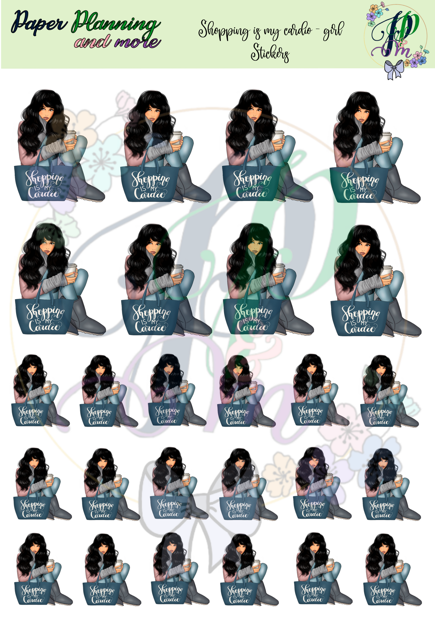 Shopping is my Cardio - Girl Sticker Sheet