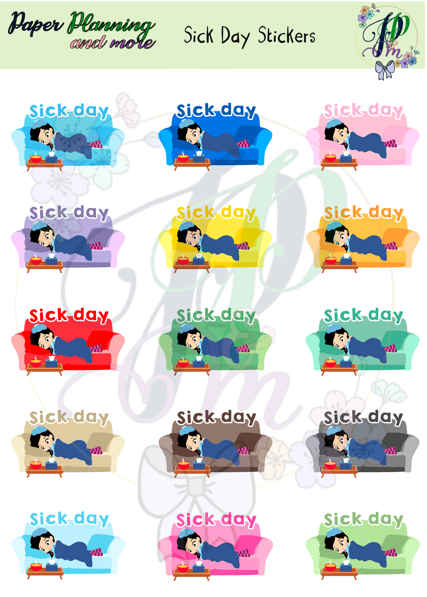 Sick Day Sticker Sheet