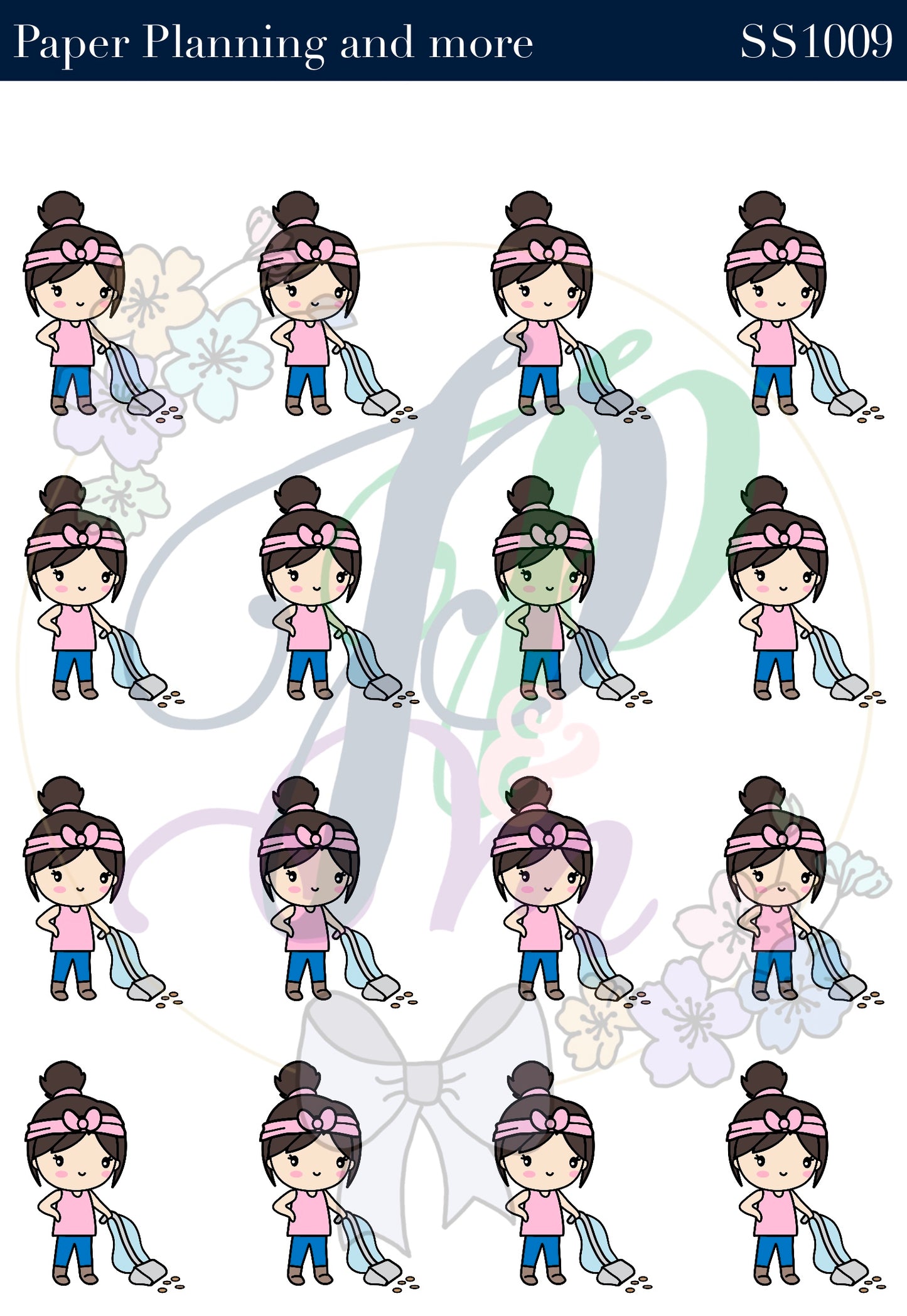 Vacuuming Brunette Sticker Sheet