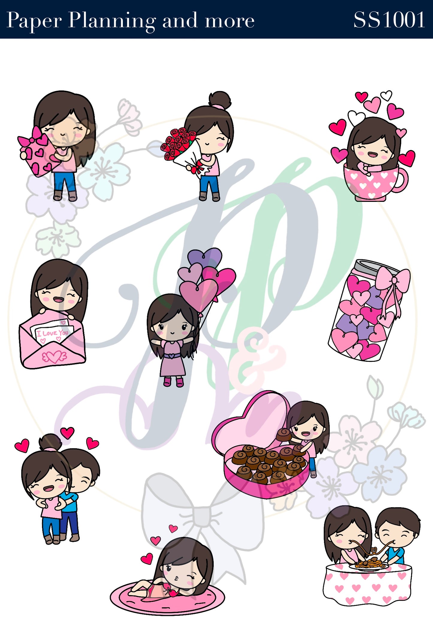 Valentine’s Day Brunette Sticker Sheet