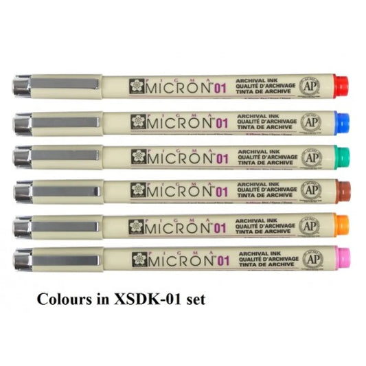 Sakura Pigma Micron Pen 01 - set of 6 assorted colors