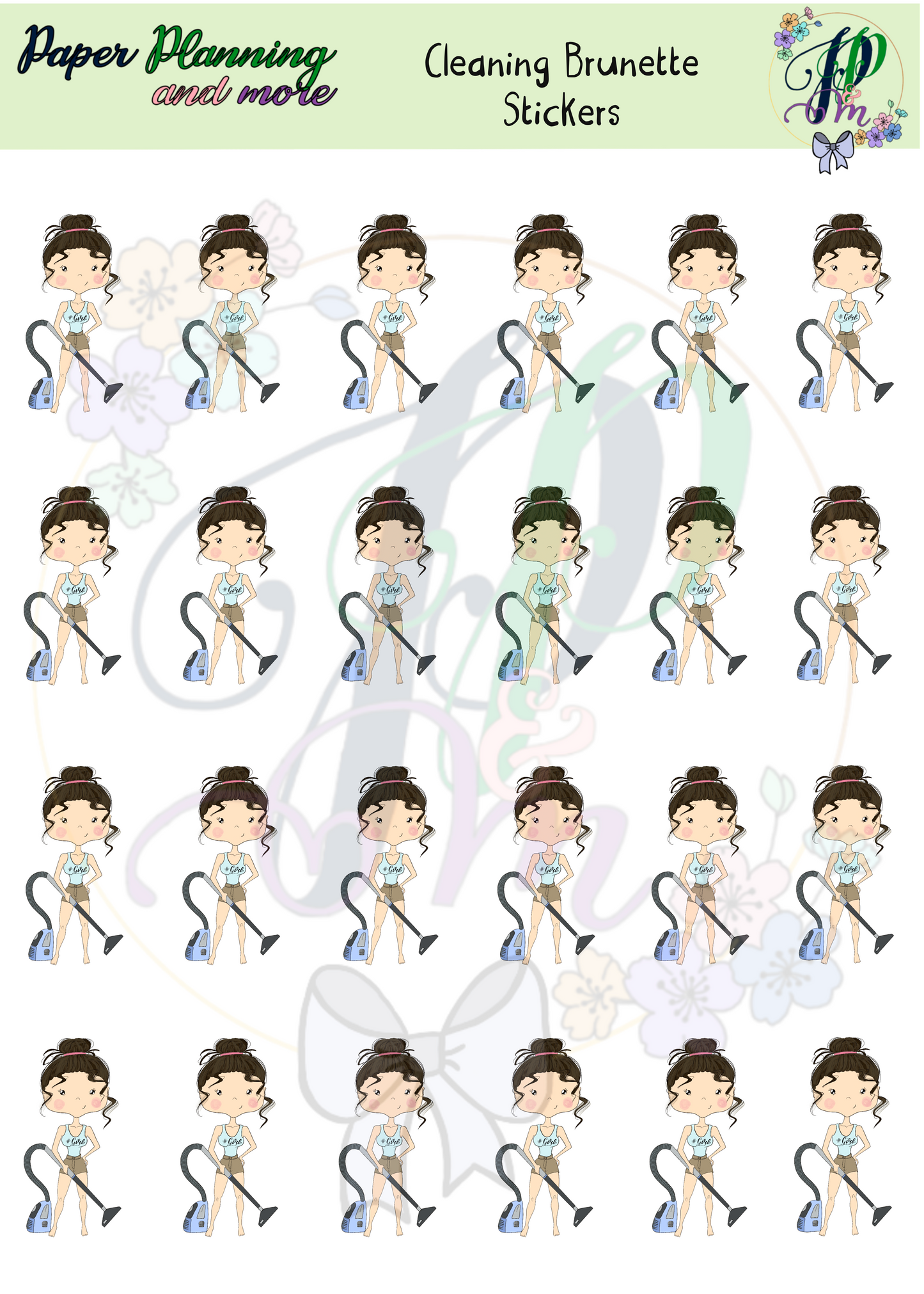 Cleaning Brunette Sticker Sheet