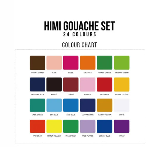 HIMI-Gouache Paint - 30 Ml Cups X 24 Colours - Blue Case