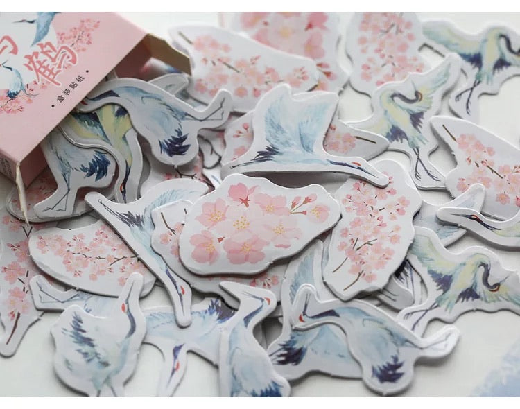 45 Pieces Storks and Sakura Stickers