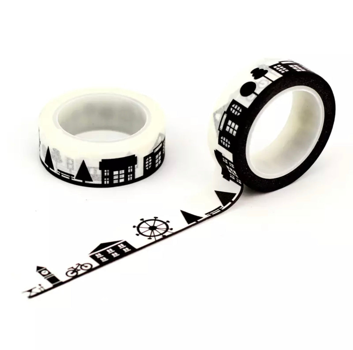 Black and White City Landscape Washi Tape