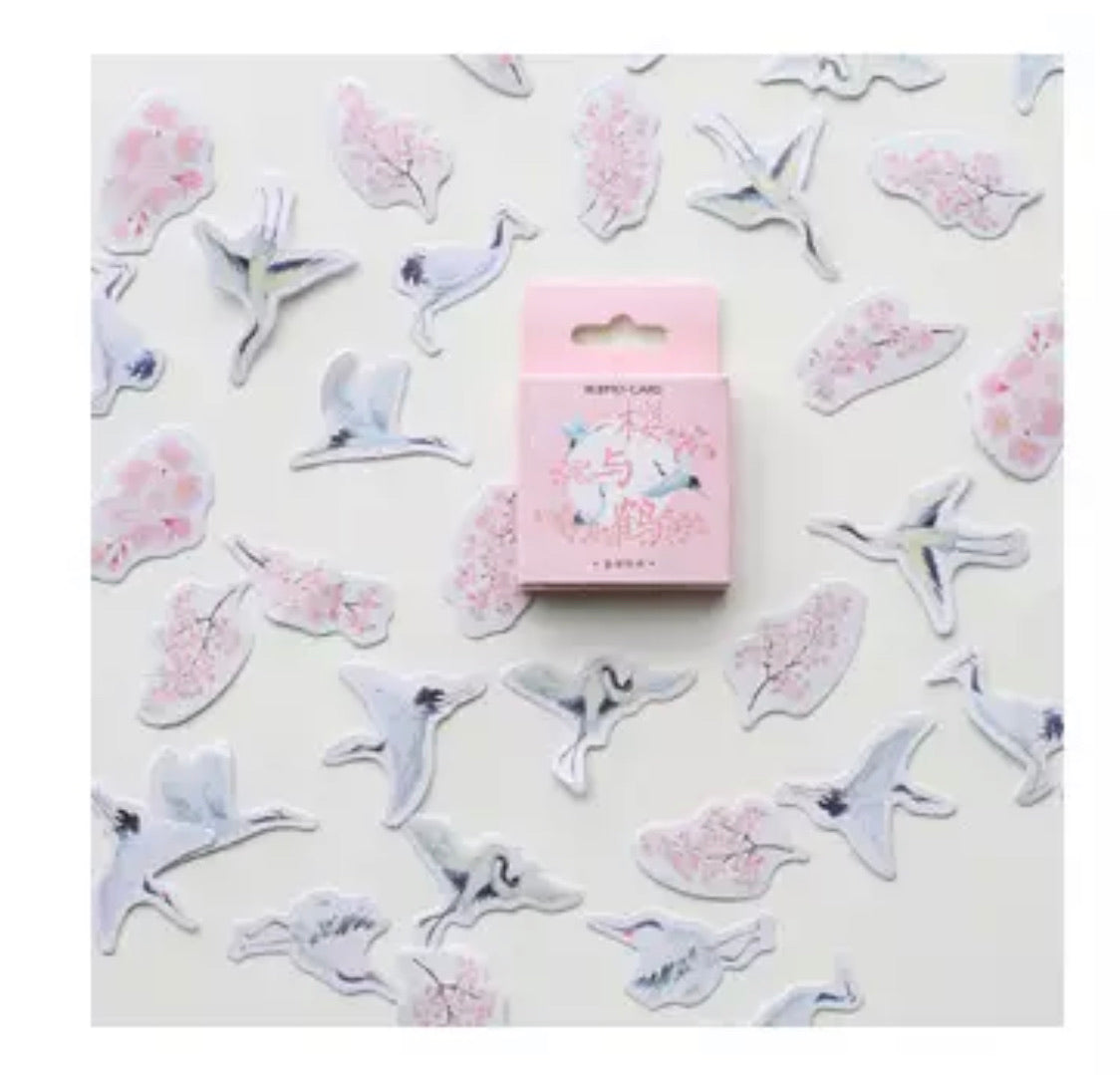 45 Pieces Storks and Sakura Stickers