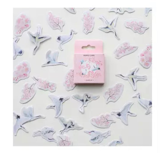 45 Pieces Storks and Sakura Stickers