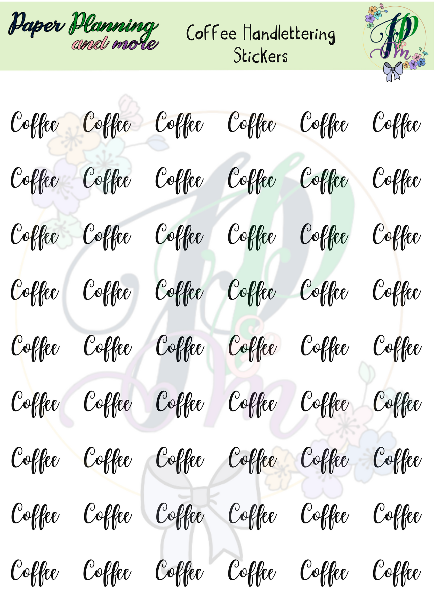 Coffee Handlettering Sticker Sheet