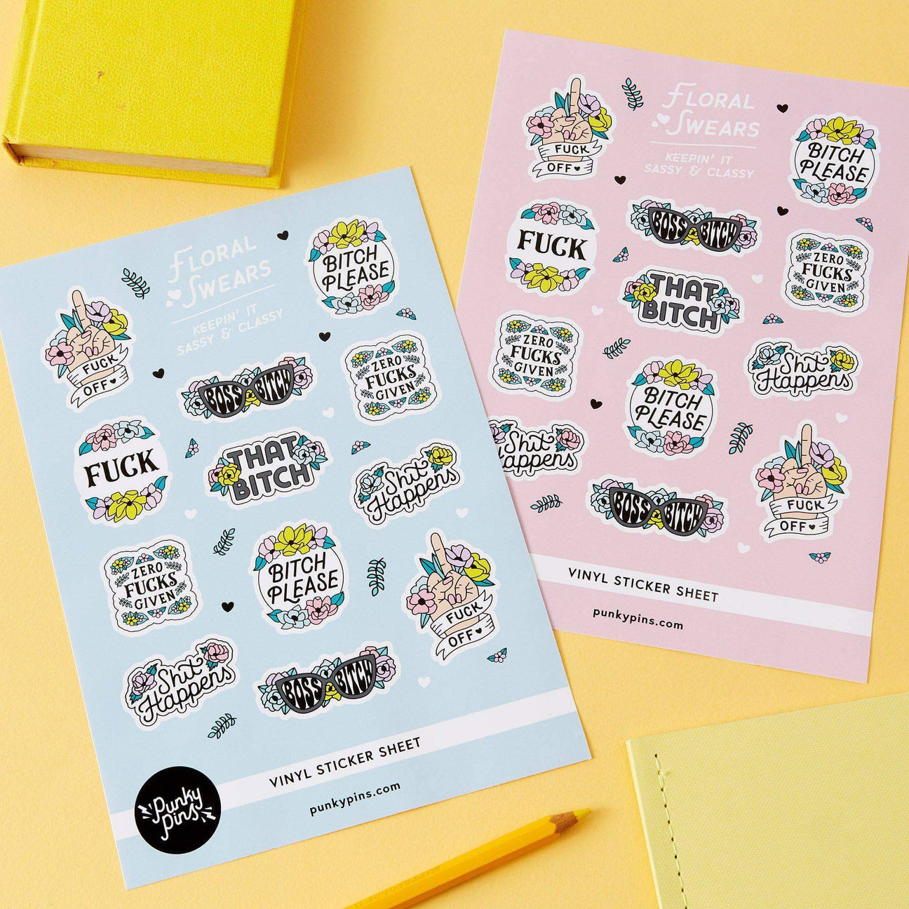 Floral Swears A5 Vinyl Sticker Sheet