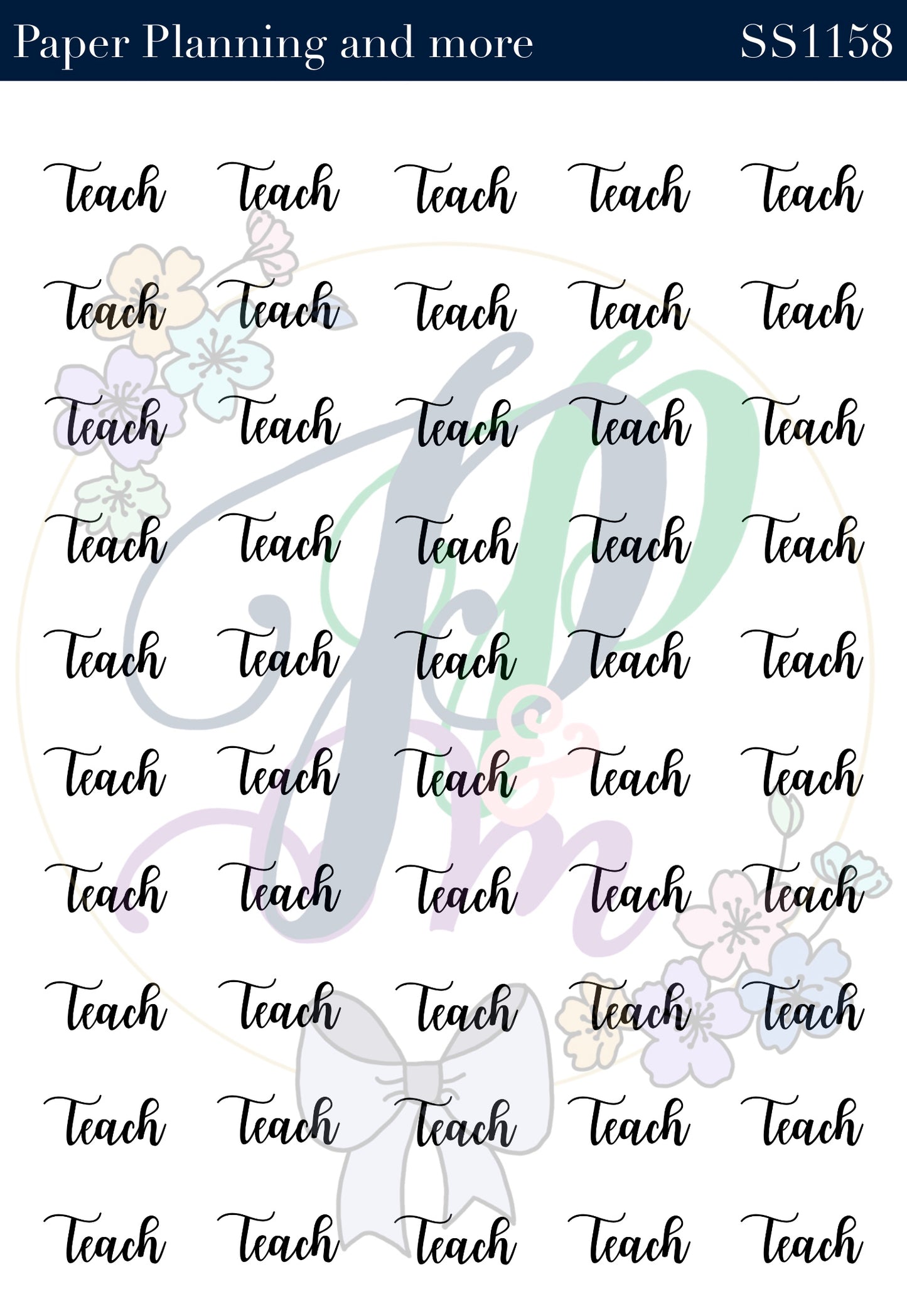 Teach Handwritten Sticker Sheet