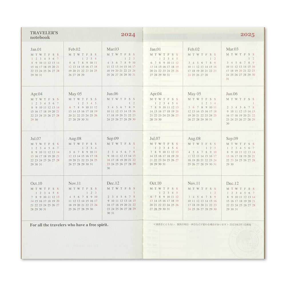 TRAVELER'S notebook Refill 2024 Weekly Vertical