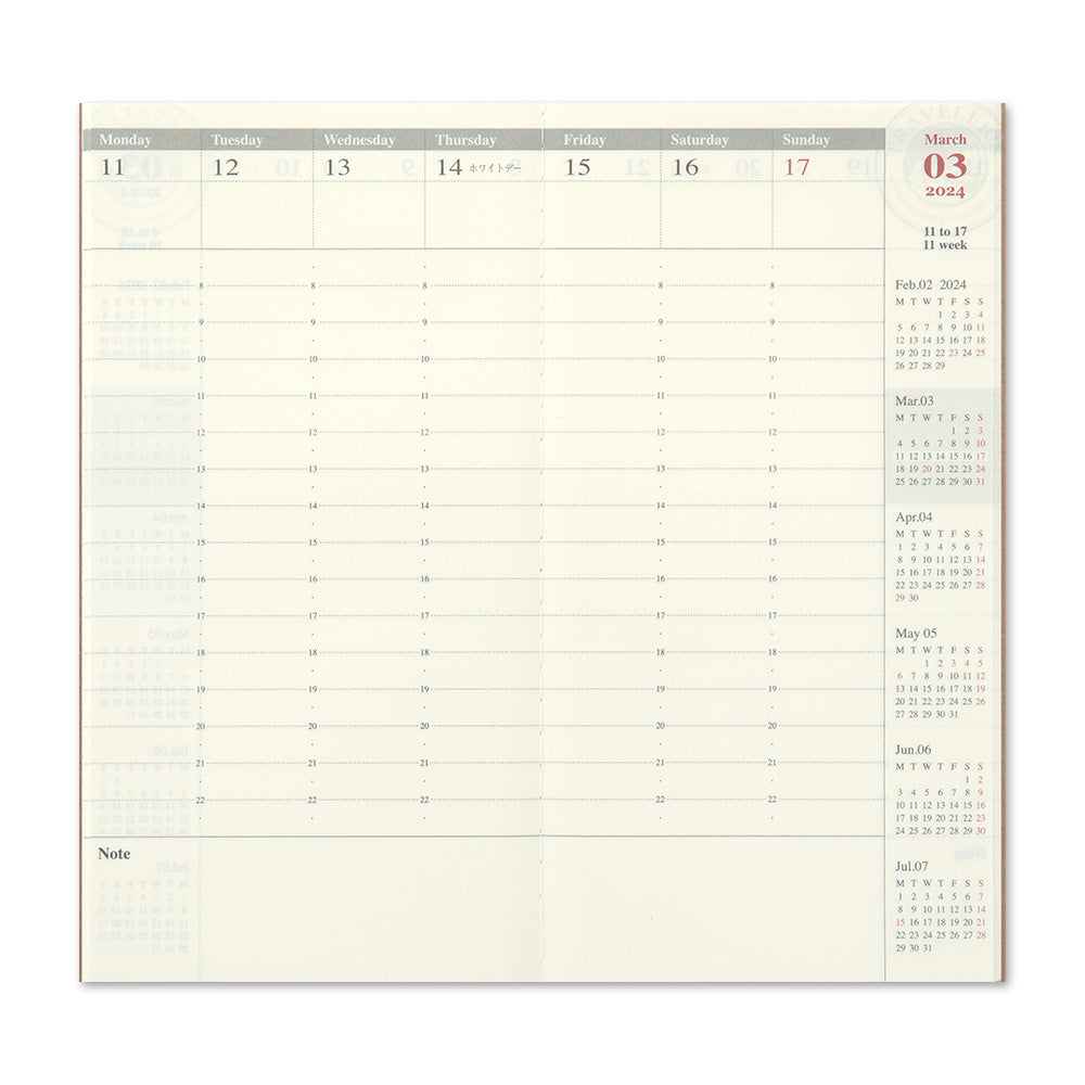 TRAVELER'S notebook Refill 2024 Weekly Vertical