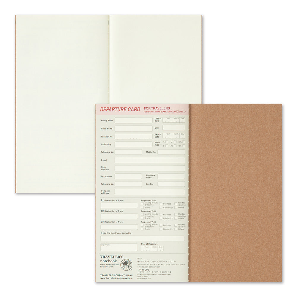 TRAVELER'S notebook Refill 2025 Monthly