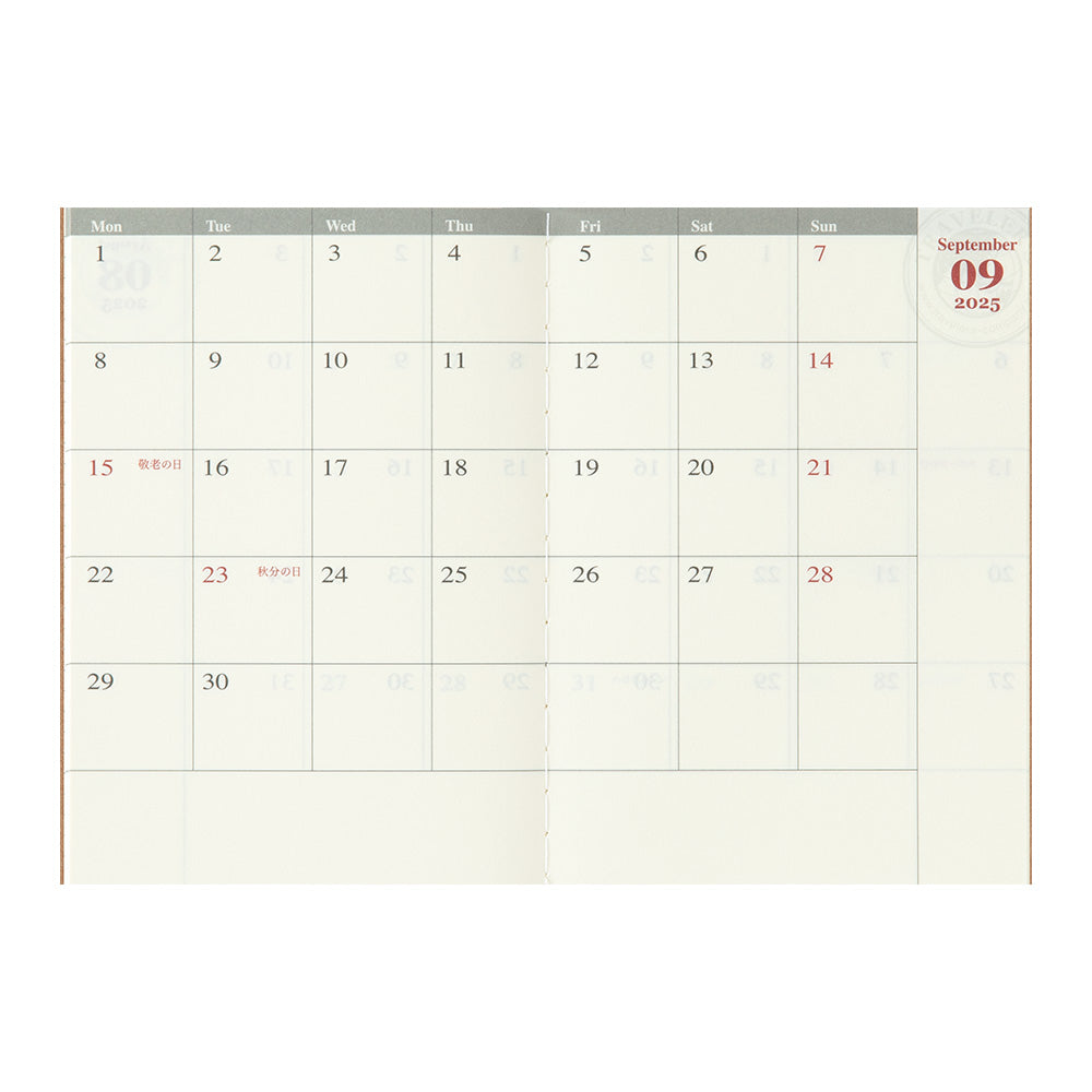 TRAVELER'S notebook Passport Size Refill 2025 Monthly