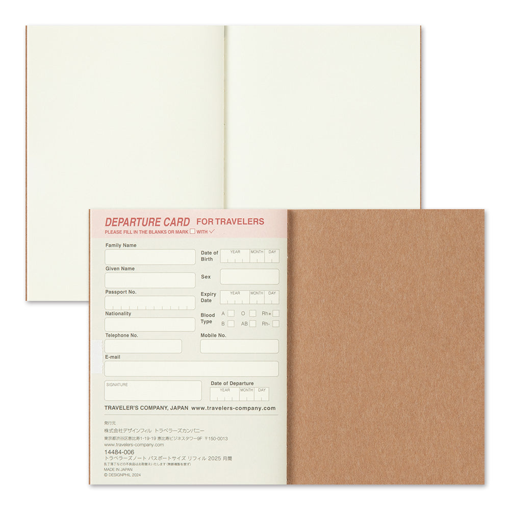 TRAVELER'S notebook Passport Size Refill 2025 Monthly