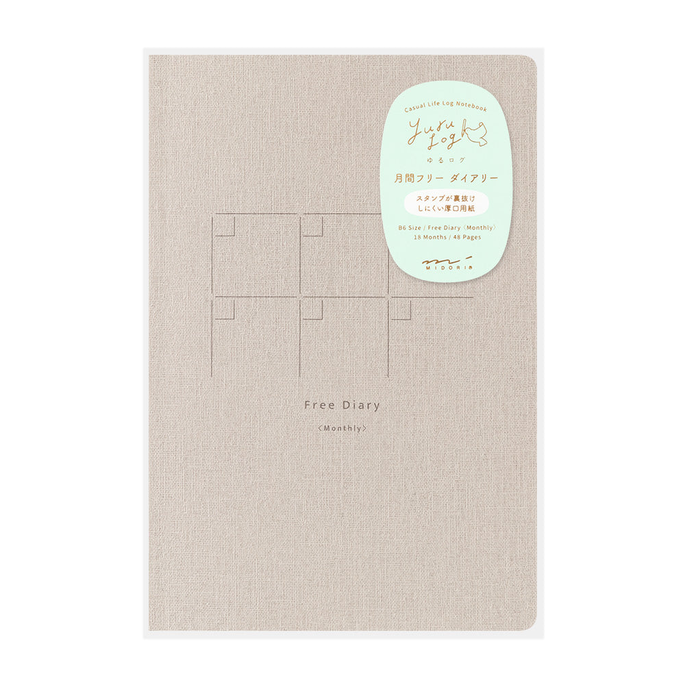 MIDORI Yuru Log Notebook (B6) Free Diary Monthly