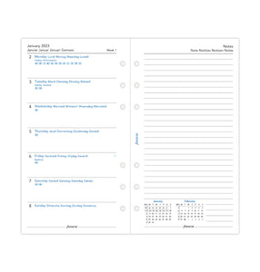 Week On One Page Diary With Notes - Personal 2023 Multilanguage