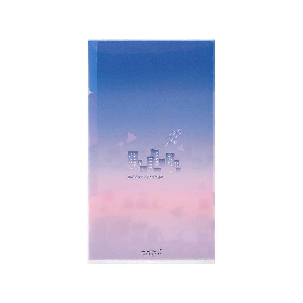 Midori 3-Pocket Clear Folder (A5 Slim) with Flap City Pop