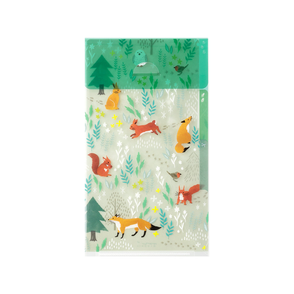 Midori 3-Pocket Clear Folder (A5 Slim) with Flap Nordic Animals