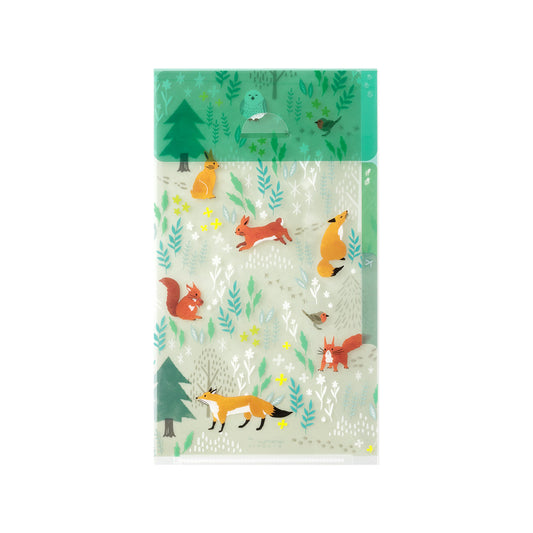 Midori 3-Pocket Clear Folder (A5 Slim) with Flap Nordic Animals