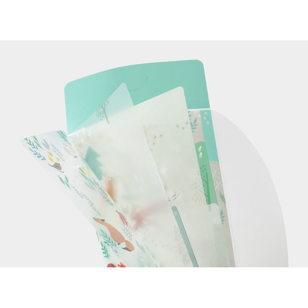 Midori 3-Pocket Clear Folder (A5 Slim) with Flap Nordic Animals