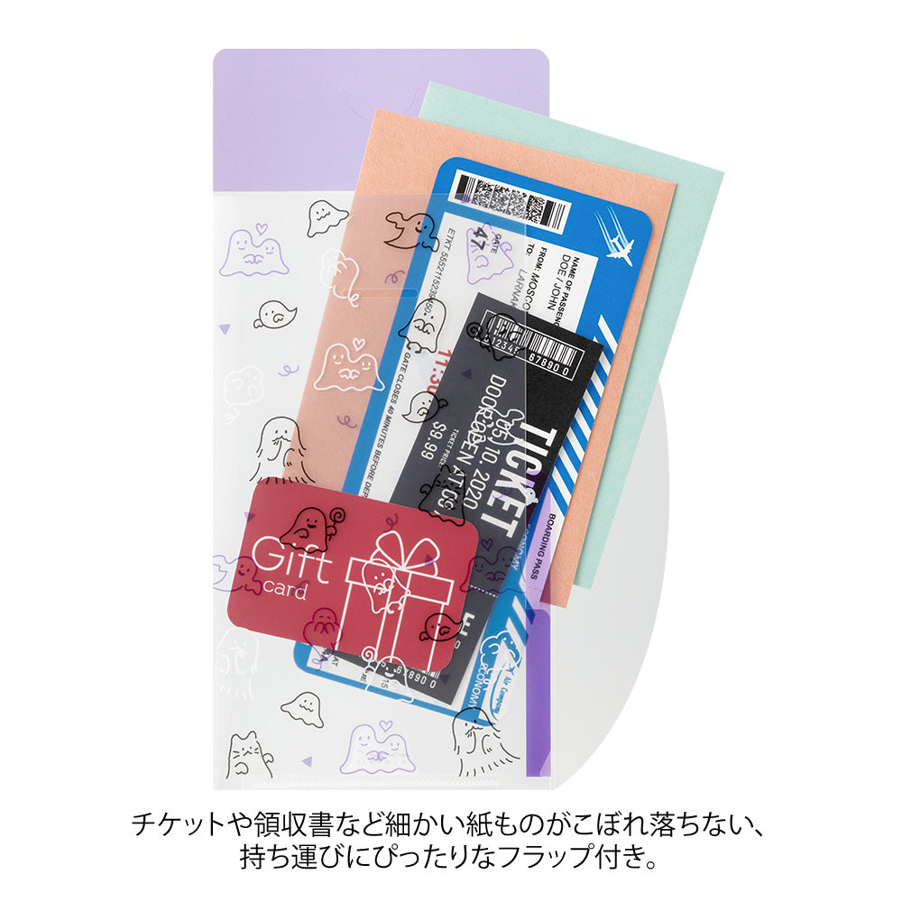 Midori 3-Pocket Clear Folder (A5 Slim) with Flap Ghost