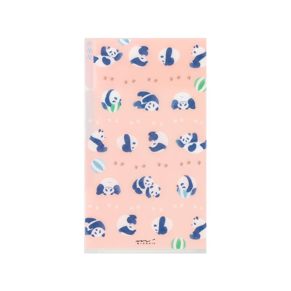 Midori 3-Pocket Clear Folder (A5 Slim) with Flap Panda