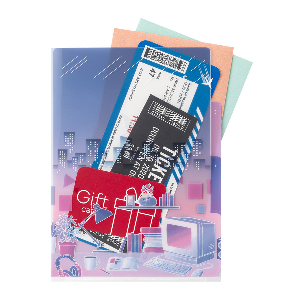 Midori 3-Pocket Clear Folder (A5) City Pop