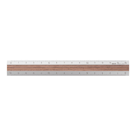 Midori Aluminium Wooden Ruler (15cm) Dark Brown A