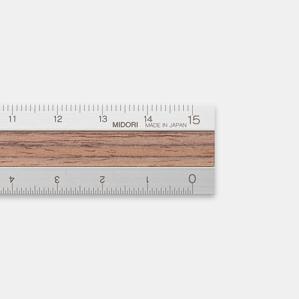Midori Aluminium Wooden Ruler (15cm) Dark Brown A
