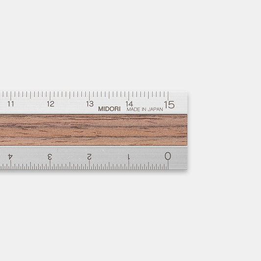 Midori Aluminium Wooden Ruler (15cm) Dark Brown A